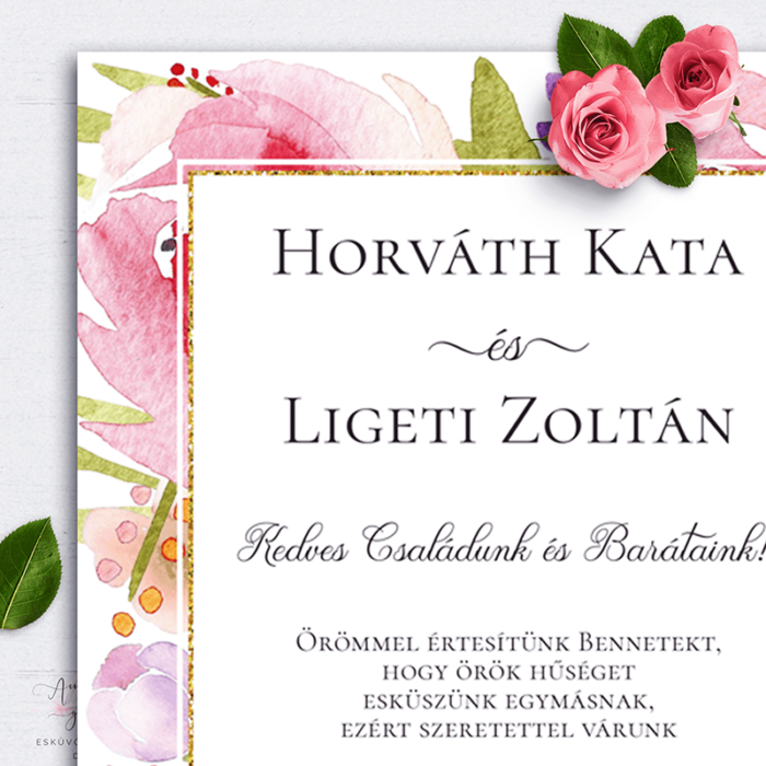 Romantikus Virágos Esküvői Meghívó Romantikus Virágos Esküvői Meghívó