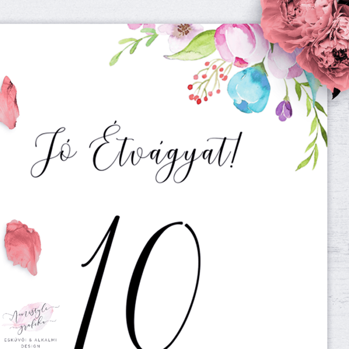 VIntage Virágos Esküvői Asztalszám VIntage Virágos Esküvői Asztalszám