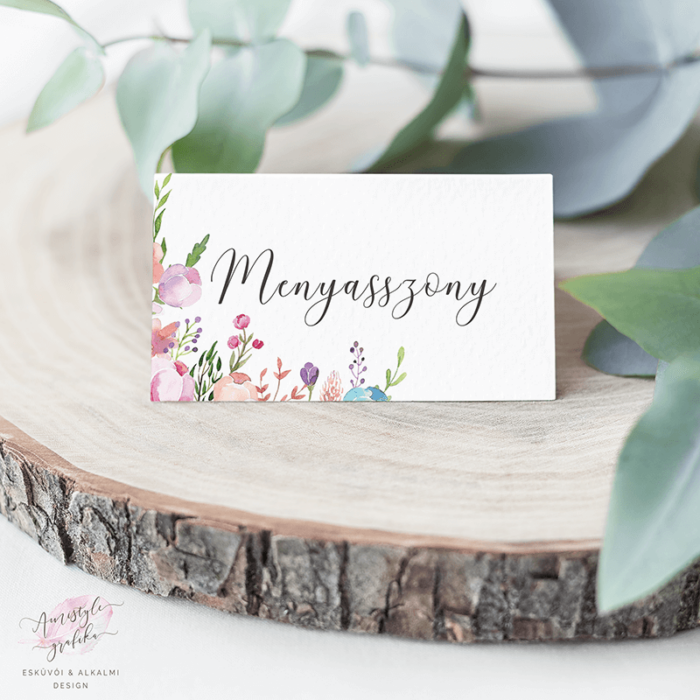 Virágos Esküvői Ültetőkártya Vintage Stílusban Virágos Esküvői Ültetőkártya Vintage Stílusban