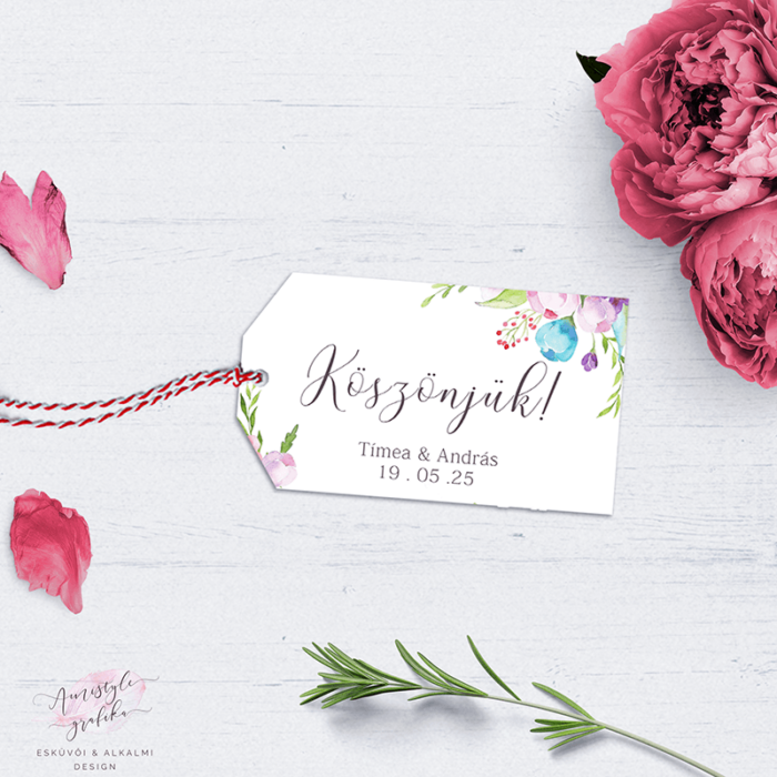 Esküvői köszönetkártya vintage virákokkal Esküvői köszönetkártya vintage virákokkal