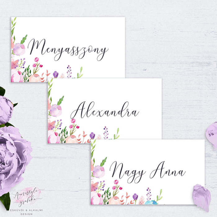 Virágos Esküvői Ültetőkártya Vintage Stílusban Virágos Esküvői Ültetőkártya Vintage Stílusban