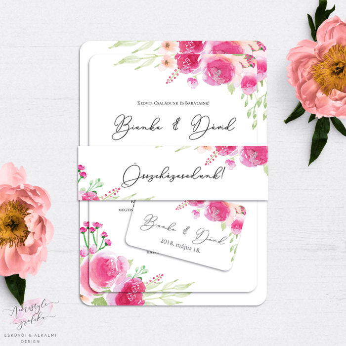 Vízfestékes Virágos Esküvői Meghívó Vízfestékes Virágos Esküvői Meghívó