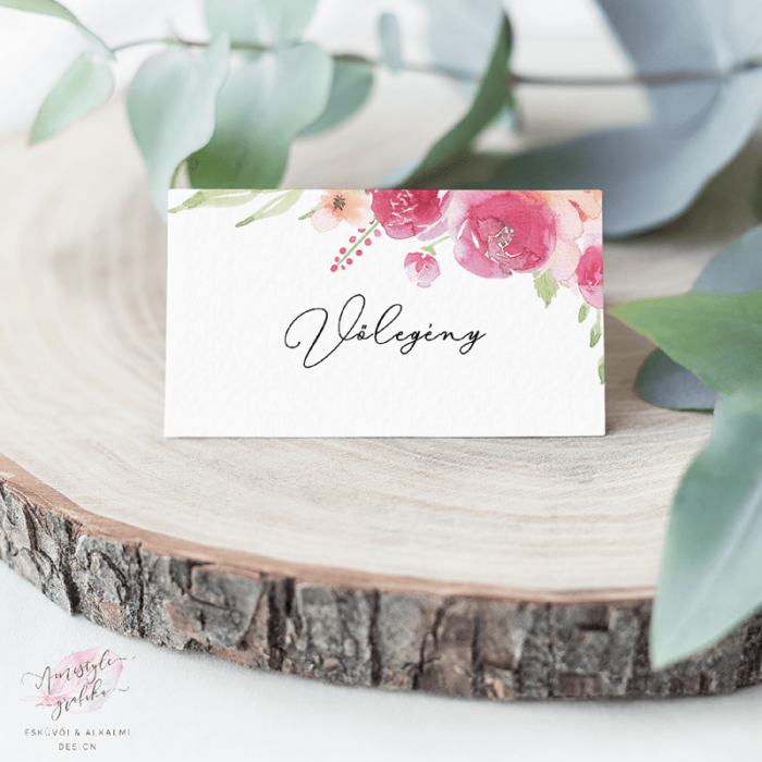 Pink-Barack Akvarell Esküvői Ültetőkártya Pink-Barack Akvarell Esküvői Ültetőkártya