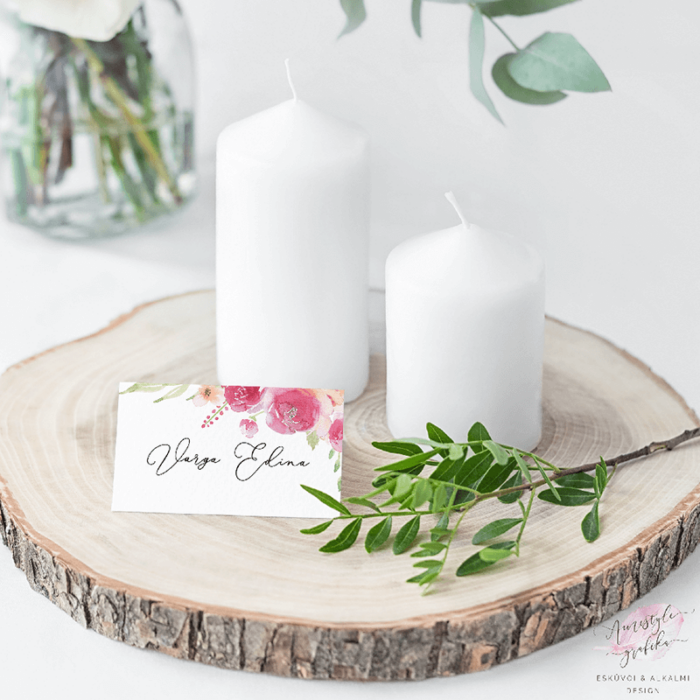 Pink-Barack Akvarell Esküvői Ültetőkártya Pink-Barack Akvarell Esküvői Ültetőkártya