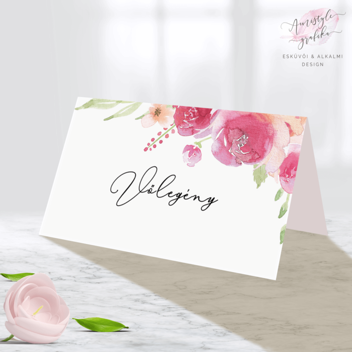 Pink-Barack Akvarell Esküvői Ültetőkártya Pink-Barack Akvarell Esküvői Ültetőkártya
