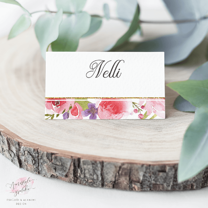 Vízfestékes Virágos Esküvői Ültetőkártya Vízfestékes Virágos Esküvői Ültetőkártya