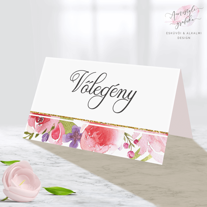 Vízfestékes Virágos Esküvői Ültetőkártya Vízfestékes Virágos Esküvői Ültetőkártya