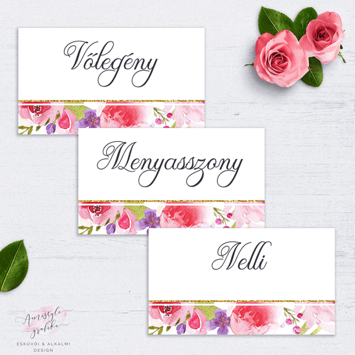 Vízfestékes Virágos Esküvői Ültetőkártya Vízfestékes Virágos Esküvői Ültetőkártya