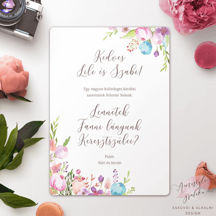 Virágos Keresztszülő Felkérő Lap Virágos Keresztszülő Felkérő Lap