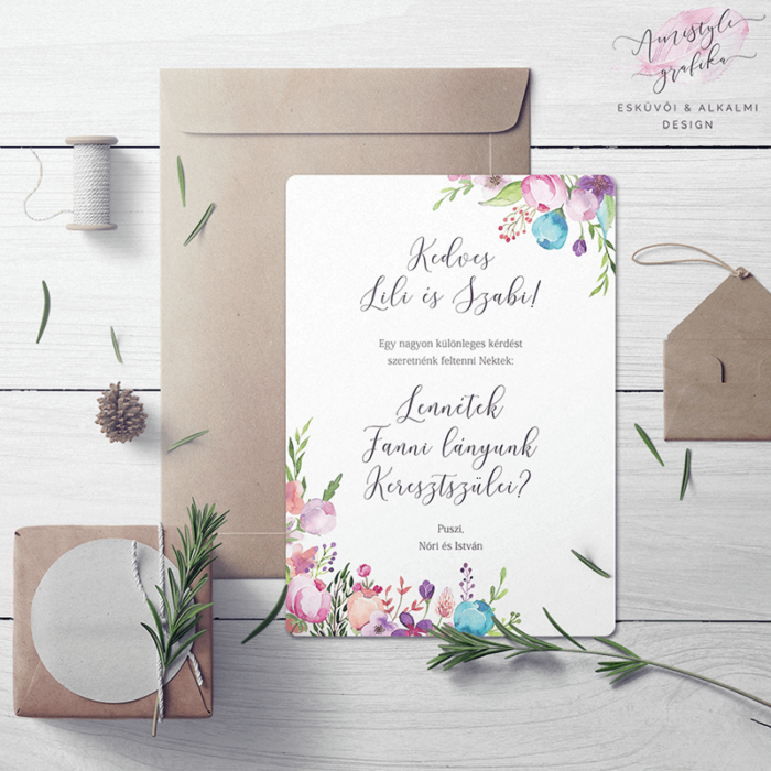 Virágos Keresztszülő Felkérő Lap Virágos Keresztszülő Felkérő Lap