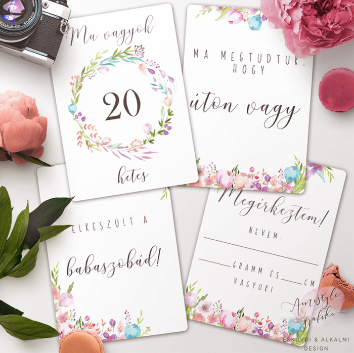 Vadvirágos Kismama Mérföldkő Kártya Csomag Vadvirágos Kismama Mérföldkő Kártya Csomag