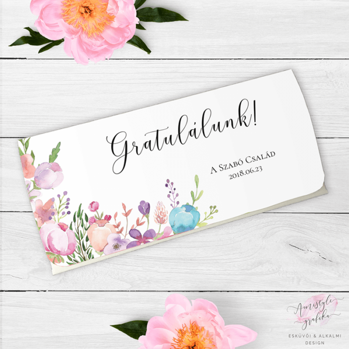Virágmintás Ajándékpénz Átadó Boríték Virágmintás Ajándékpénz Átadó Boríték
