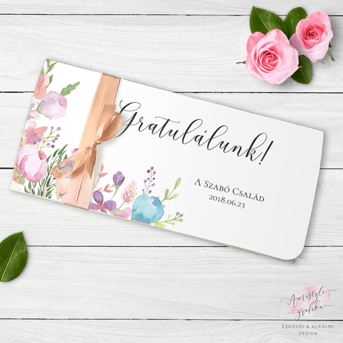 Virágmintás Ajándékpénz Átadó Boríték Virágmintás Ajándékpénz Átadó Boríték