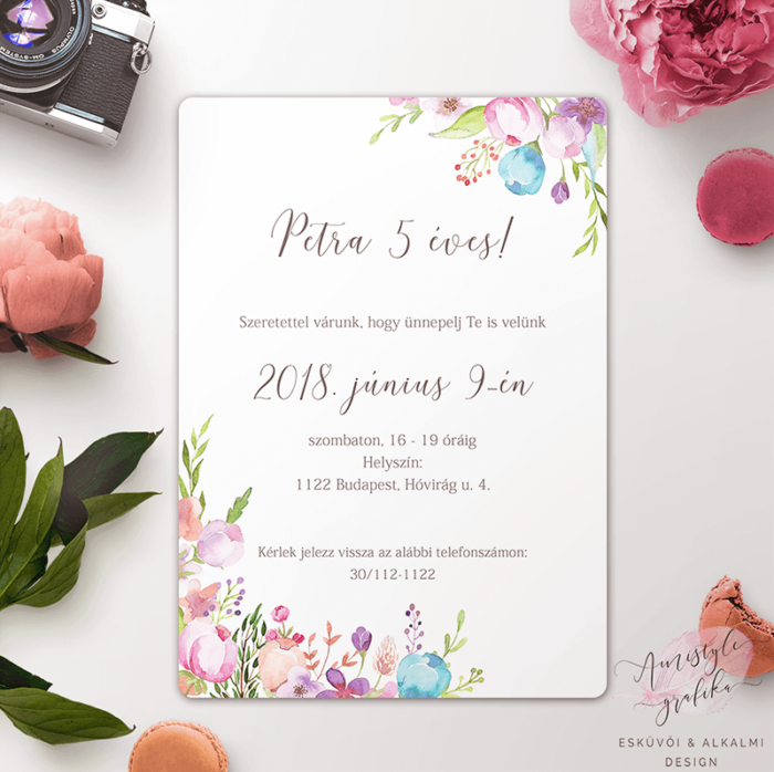 Vízfestékes Virágos Születésnapi Meghívó Vízfestékes Virágos Születésnapi Meghívó