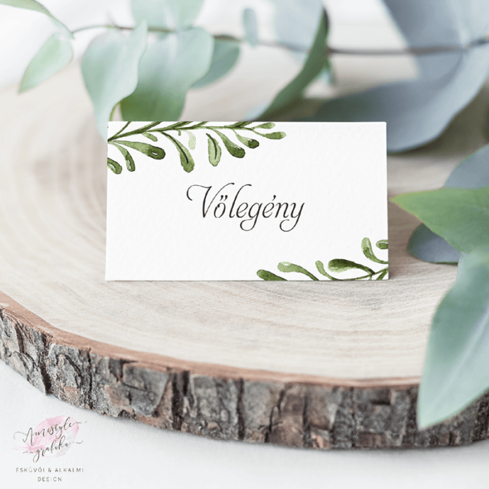 Watercolor Greenery Esküvői Ültetőkártya Watercolor Greenery Esküvői Ültetőkártya