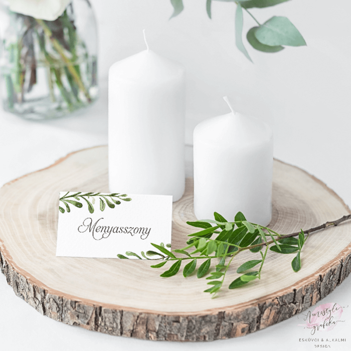 Watercolor Greenery Esküvői Ültetőkártya Watercolor Greenery Esküvői Ültetőkártya