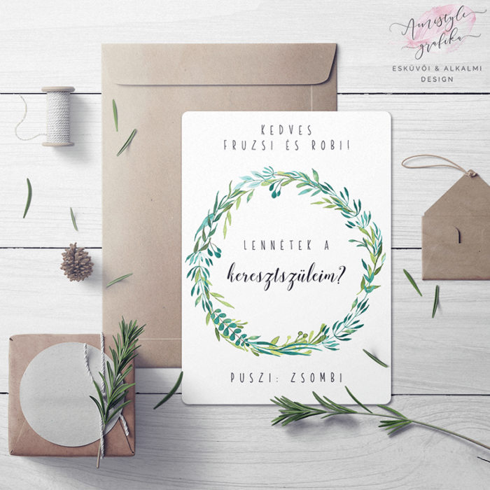 Greenry Grafikás Keresztszülő Felkérő Lap Greenry Grafikás Keresztszülő Felkérő Lap