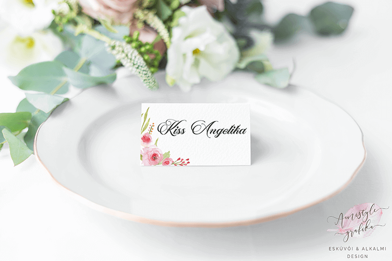 Elegáns Rózsás Esküvői Ültetőkártya