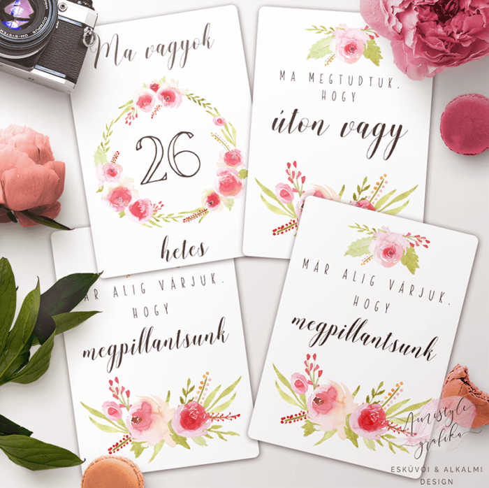 Rózsás Kismama Mérföldkő Kártyák Rózsás Kismama Mérföldkő Kártyák