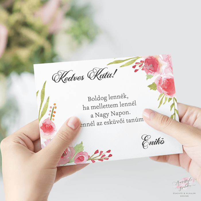 Rózsákkal Díszített Tanú Felkérő Esküvői Lap Rózsákkal Díszített Tanú Felkérő Esküvői Lap