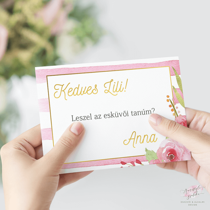 Vízfestékes Hatású Rózsás Tanú Felkérő Lap Vízfestékes Hatású Rózsás Tanú Felkérő Lap