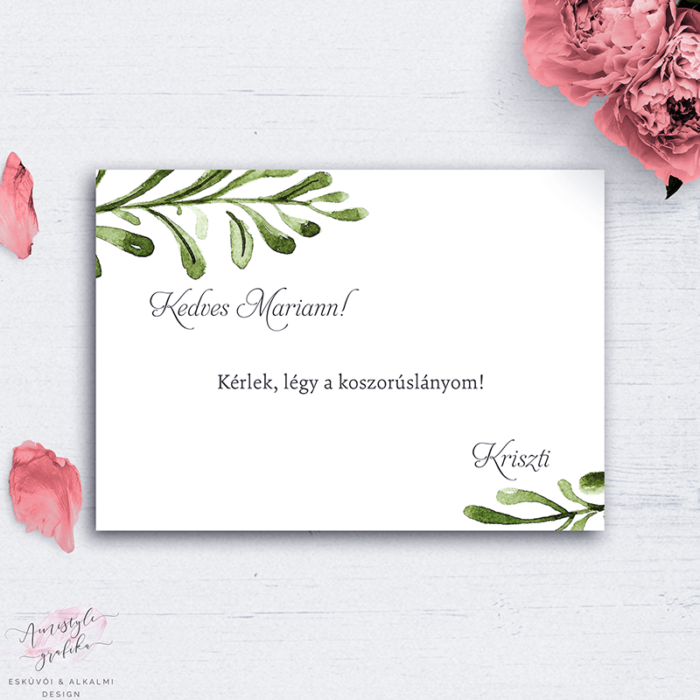 Virágmintás Koszorúslány Felkérő Lap Virágmintás Koszorúslány Felkérő Lap