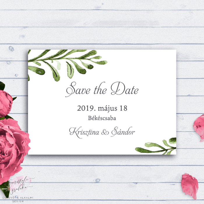 Greenery Esküvői Save the Date Értesítő Kártya Greenery Esküvői Save the Date Értesítő Kártya