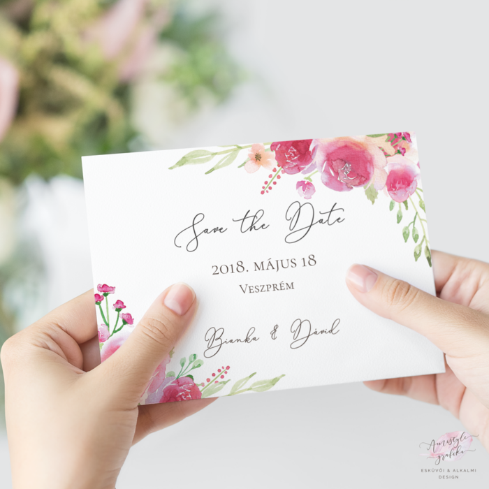 Pink Rózsás Esküvői Save the Date Értesítő Lap Pink Rózsás Esküvői Save the Date Értesítő Lap