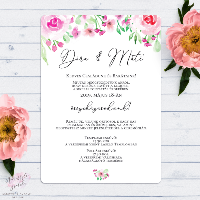 Blush Rózsás Romantikus Esküvői Meghívó Blush Rózsás Romantikus Esküvői Meghívó