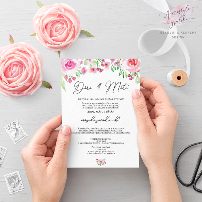 Blush Rózsás Romantikus Esküvői Meghívó Blush Rózsás Romantikus Esküvői Meghívó