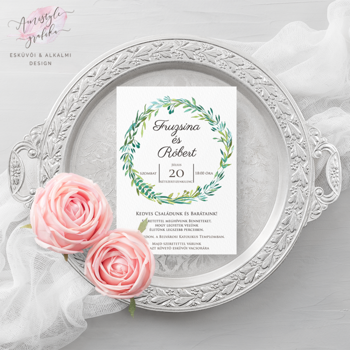 Greenery Koszorús Esküvői Meghívó Greenery Koszorús Esküvői Meghívó