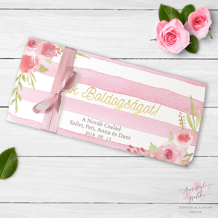 Pink Akvarell Vintage Ajándékpénz Átadó Boríték Pink Akvarell Vintage Ajándékpénz Átadó Boríték