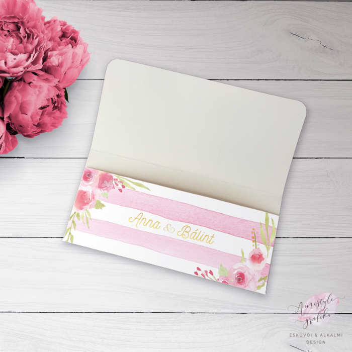 Pink Akvarell Vintage Ajándékpénz Átadó Boríték Pink Akvarell Vintage Ajándékpénz Átadó Boríték
