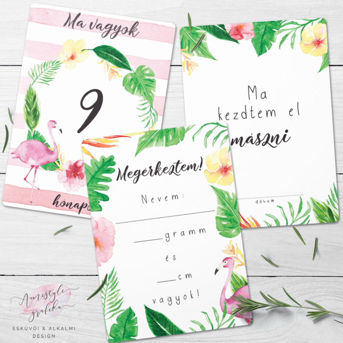 Flamingós Kisbaba Mérföldkő Fotókártya Csomag Flamingós Kisbaba Mérföldkő Fotókártya Csomag