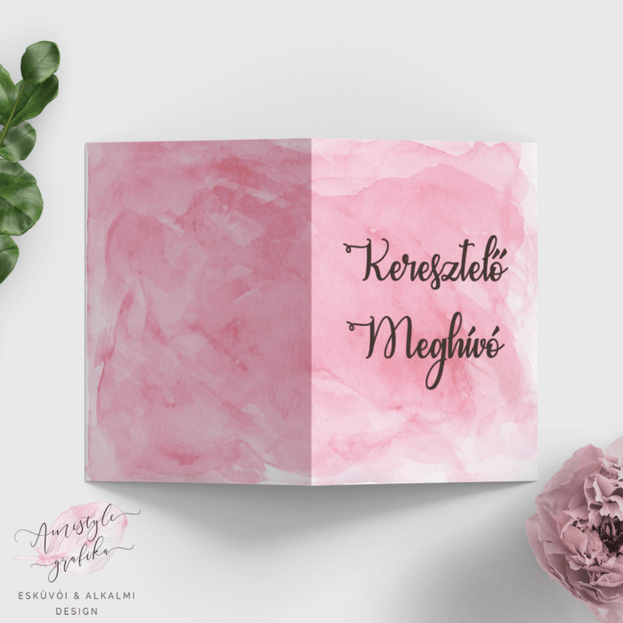 Watercolor-Pink-hajtott_Keresztelő-Meghívó_A6_3 Pink vízfestékes keresztelő meghívó