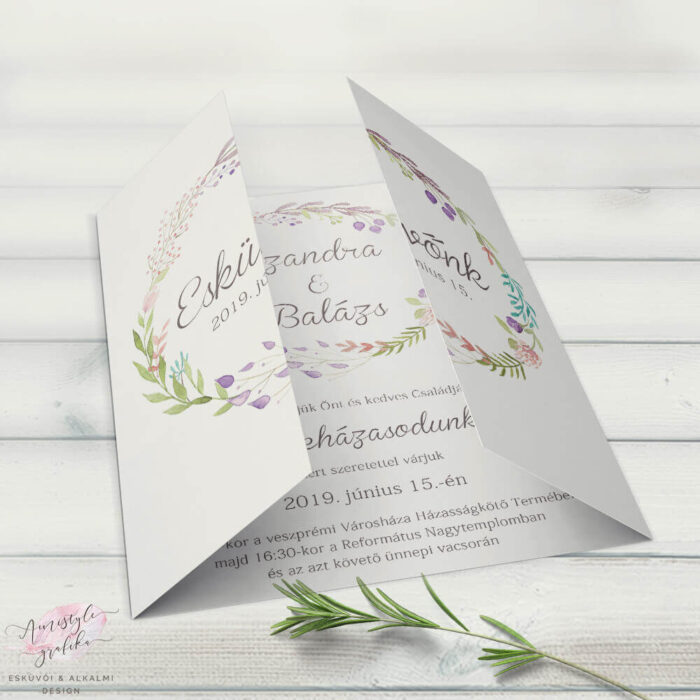 Rusztikus Virágos Nyitható Esküvői Meghívó Rusztikus Virágos Nyitható Esküvői Meghívó
