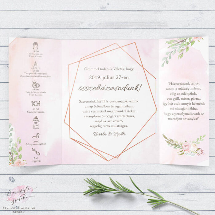 Geometrikus Akvarell Ablakos Esküvői Meghívó Geometrikus Akvarell Ablakos Esküvői Meghívó