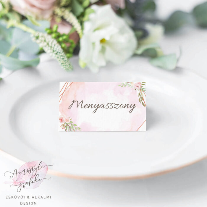 Rose Gold és Virágos Esküvői Ültetőkártya Rose Gold és Virágos Esküvői Ültetőkártya