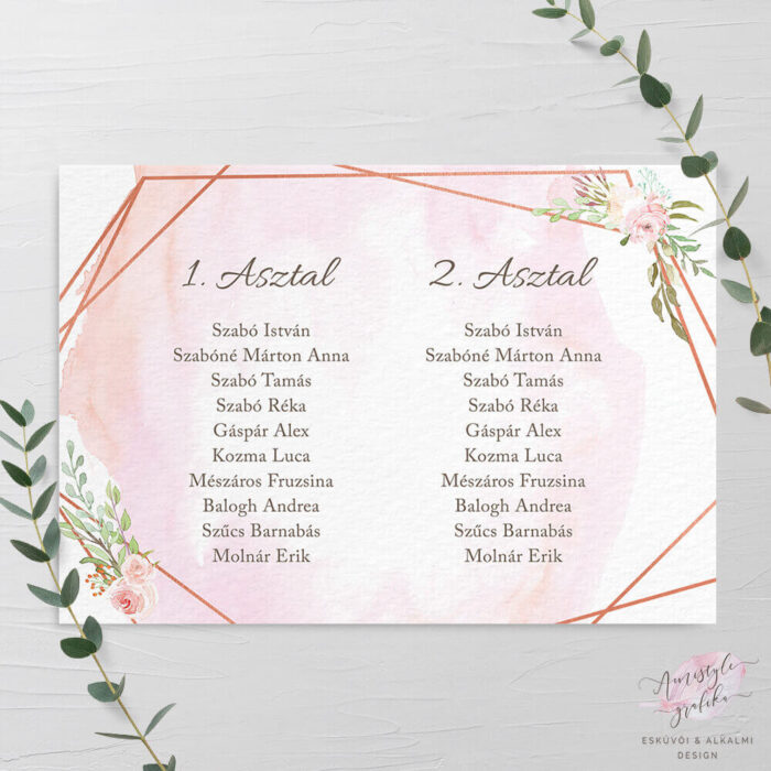 Geometrikus és Virágos Esküvői Ültetési Rend - A4 5 Lapos Geometrikus és Virágos Esküvői Ültetési Rend - A4 5 Lapos