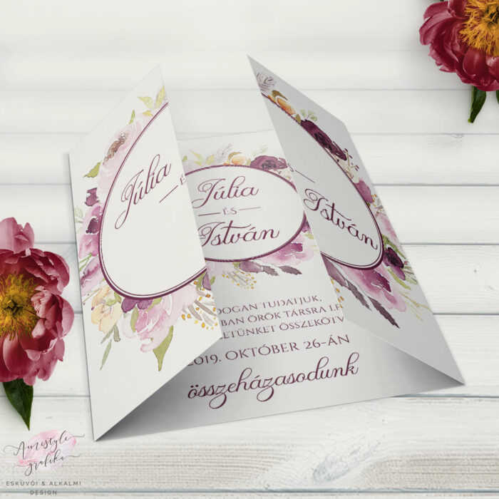 Burgundy Árnyalatú Kétoldalra Nyitható Esküvői Meghívó Burgundy Árnyalatú Kétoldalra Nyitható Esküvői Meghívó