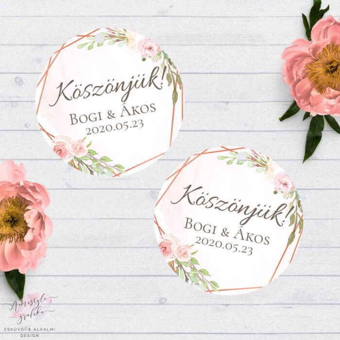 Geometrikus Rosegold Akvarell Kör Köszönőkártya Geometrikus Rosegold Akvarell Kör Köszönőkártya