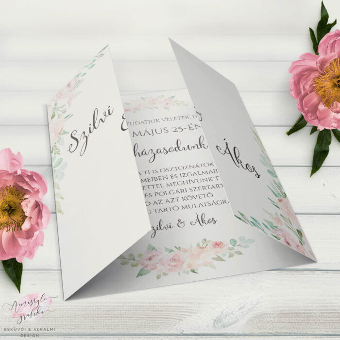 Akvarell Virágos Ablakos Esküvői Meghívó Akvarell Virágos Ablakos Esküvői Meghívó