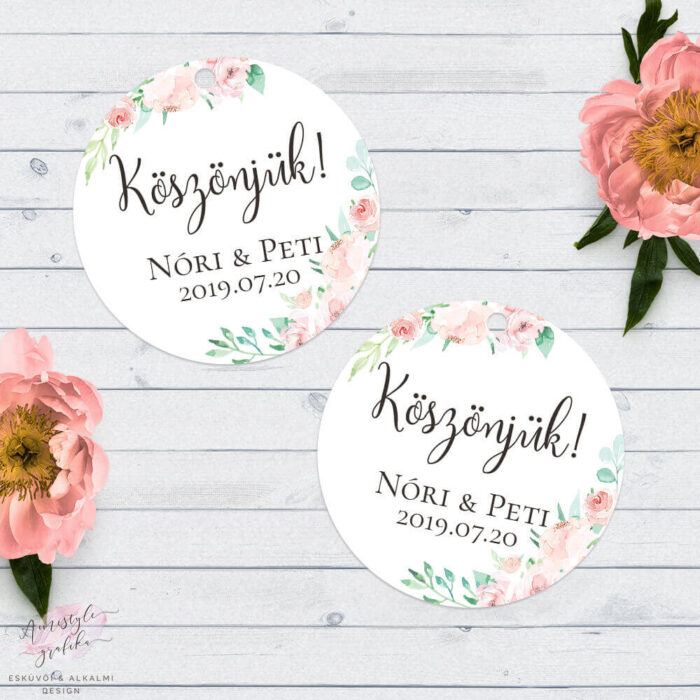 Korall Menta Akvarell Kör Köszönőkártya Korall Menta Akvarell Kör Köszönőkártya