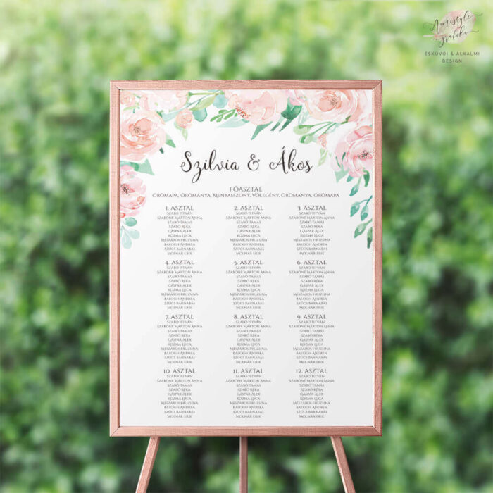 Pasztell Virágos Esküvői Ültetési Rend - Álló vagy Fekvő Pasztell Virágos Esküvői Ültetési Rend - Álló vagy Fekvő