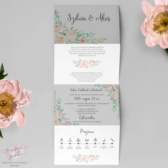 Korall Menta Harmonika Esküvői Meghívó Korall Menta Harmonika Esküvői Meghívó