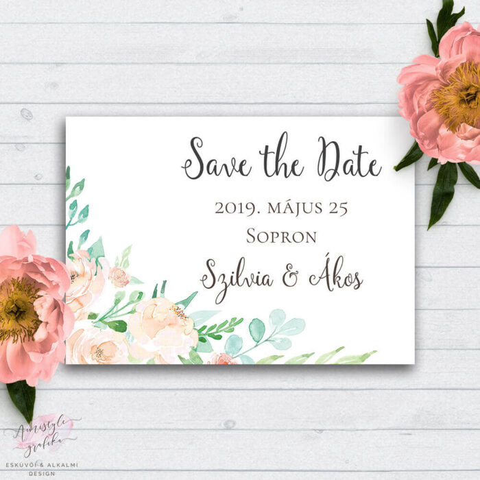 Korall és Menta Esküvői Save the Date Értesítő Lap Korall és Menta Esküvői Save the Date Értesítő Lap