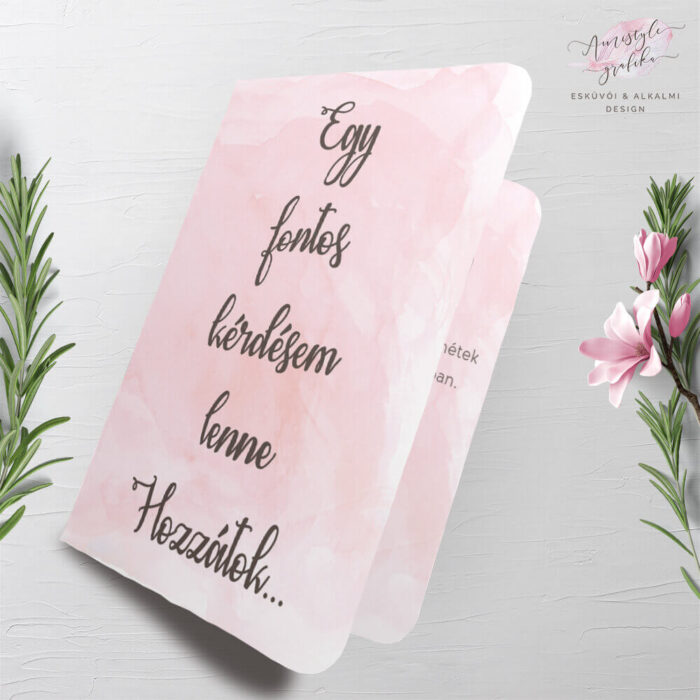 Púder-rózsaszín Nyitható Keresztszülő Felkérő Lap Púder-rózsaszín Nyitható Keresztszülő Felkérő Lap