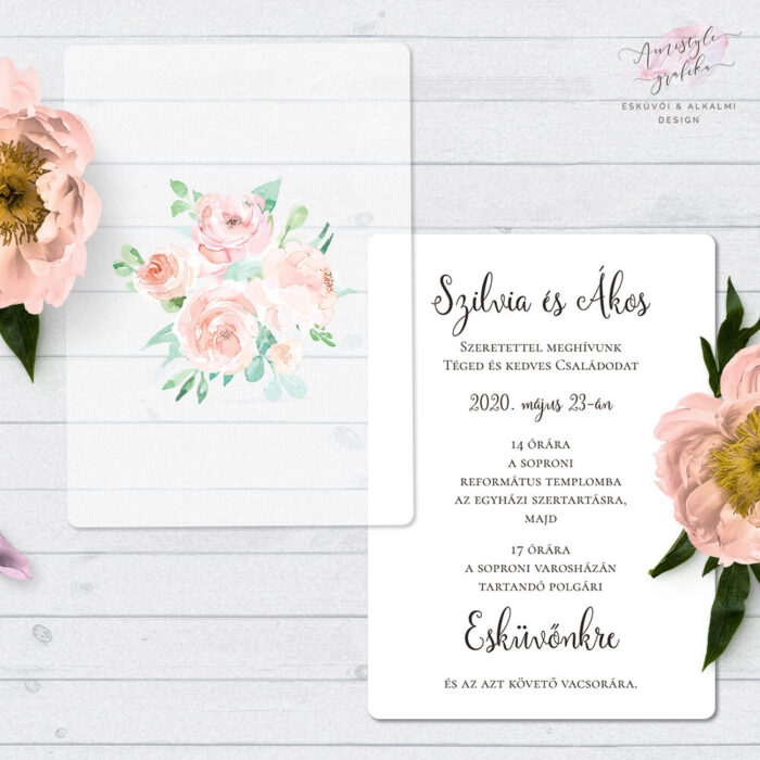 Akvarellvirágos Pausz Esküvői Meghívó Akvarellvirágos Pausz Esküvői Meghívó