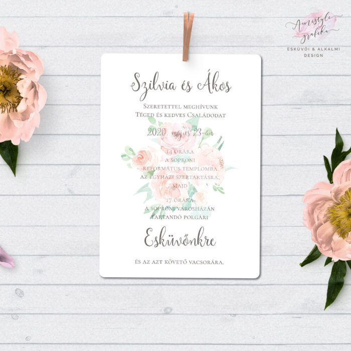 Akvarellvirágos Pausz Esküvői Meghívó Akvarellvirágos Pausz Esküvői Meghívó