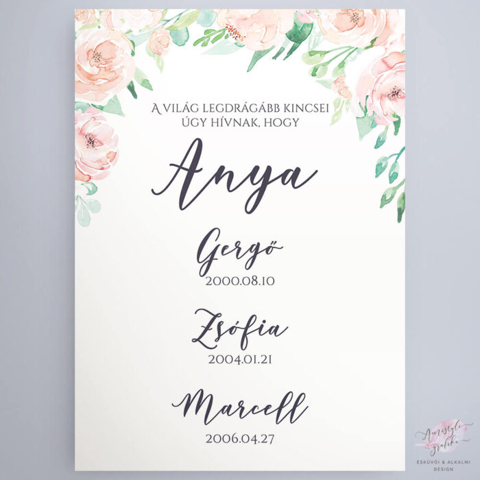 Korall-Menta Anyák Napi Poszter Korall-Menta Anyák Napi Poszter